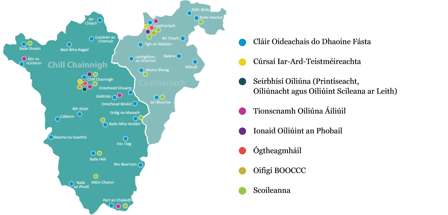 Léarscáil Láithreacha Bord Oideachais agus Oiliúna Chill Chainnigh agus Cheatharlach (KCETB)
