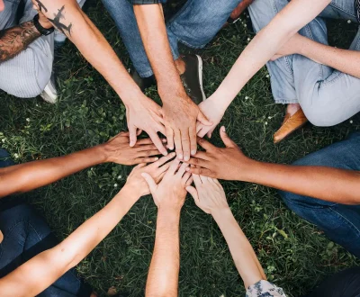 Friends hands together